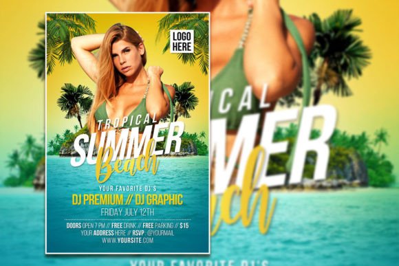 Summer Beach Flyer Template for Customizable Promotions
